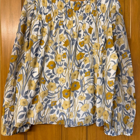 Rebecca Taylor Daphne Fleur Blue and Yellow Floral Blouse - Picture 3 of 8